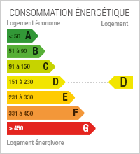 Consommation en énergie : 172 kWh par mètre carré